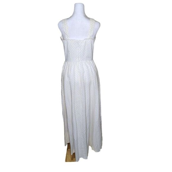 Vintage 70s Strappy Maxi Sweet Summer Dress Womens Size M White Yellow Calico Fl - Picture 4 of 5